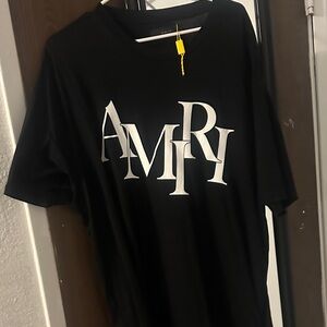 AMIRI Black Tee with White AMIRI Logo